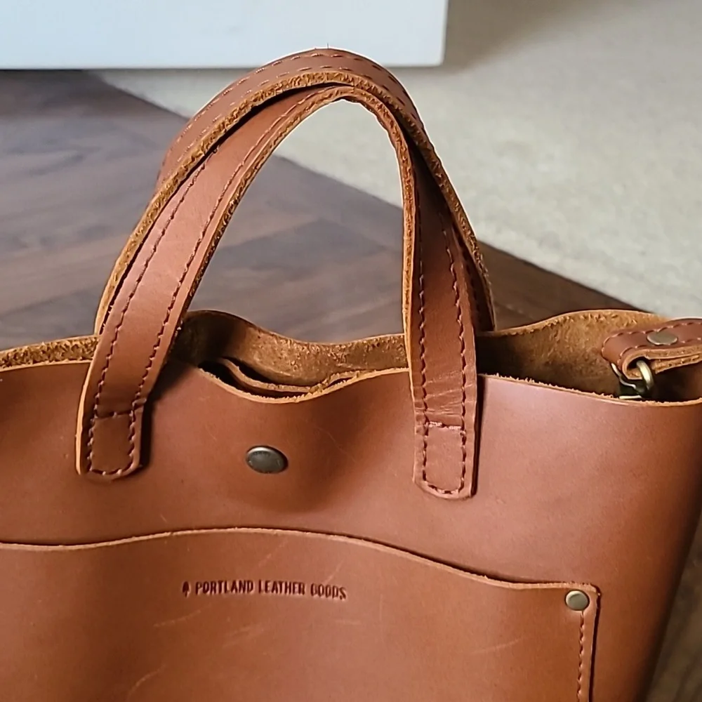 Portland Leather Mini Crossbody Tote - Honey - Picture 2 of 10
